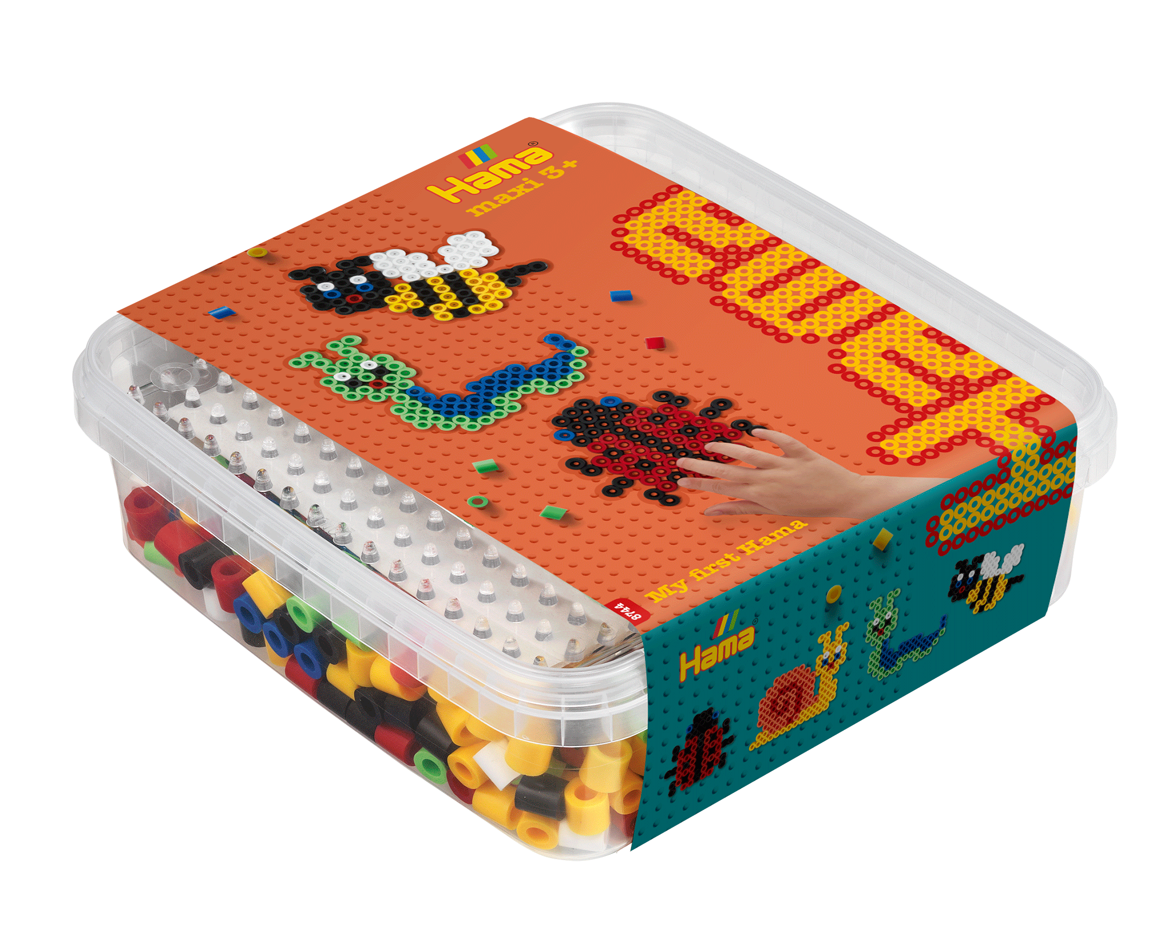Maxi perler og stiftplade i bøtte