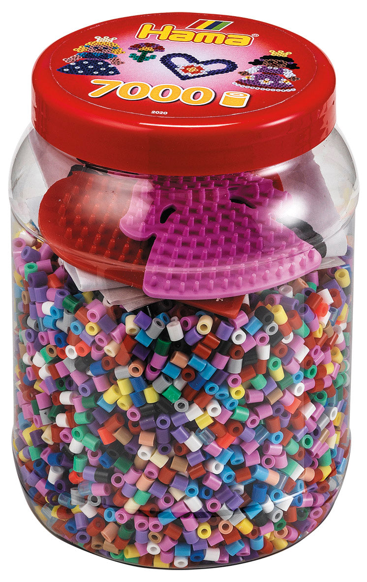 Beads and pegboards in tub