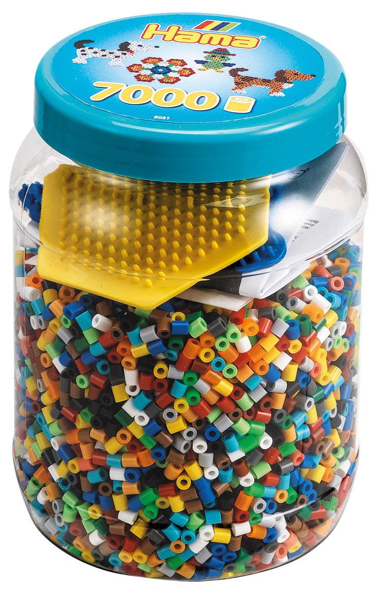 Beads and pegboards in tub