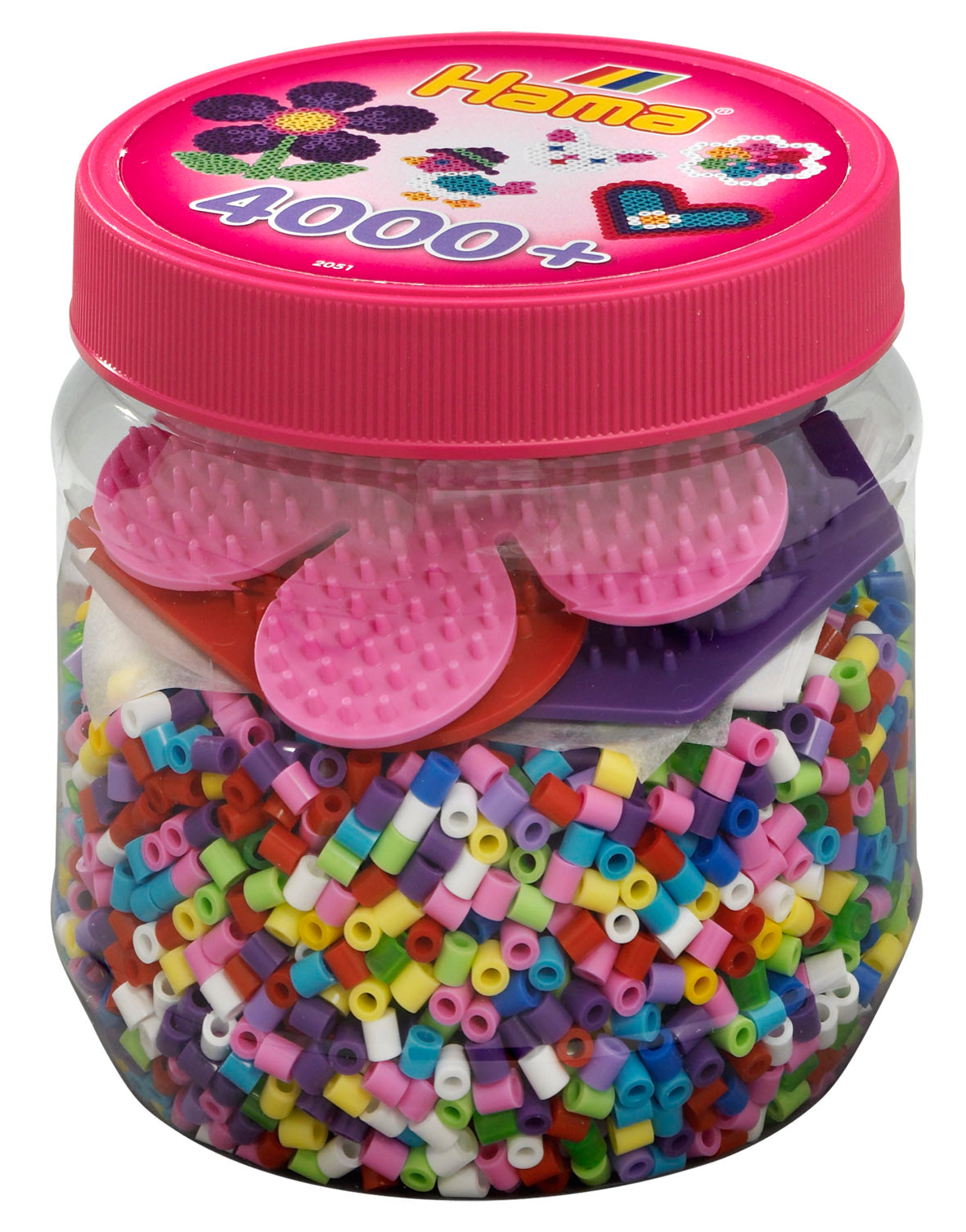 Beads and pegboards in tub