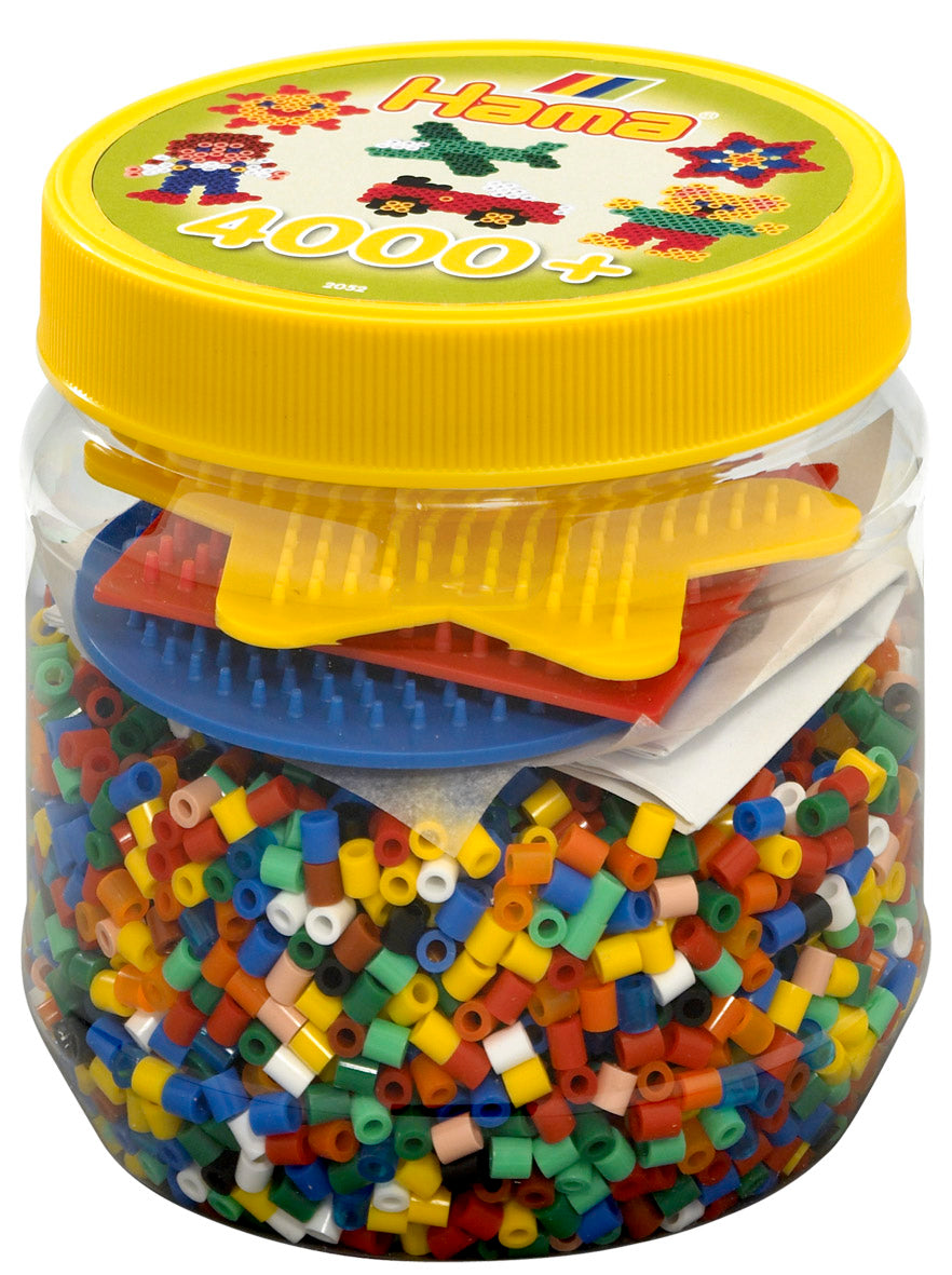 Beads and pegboards in tub