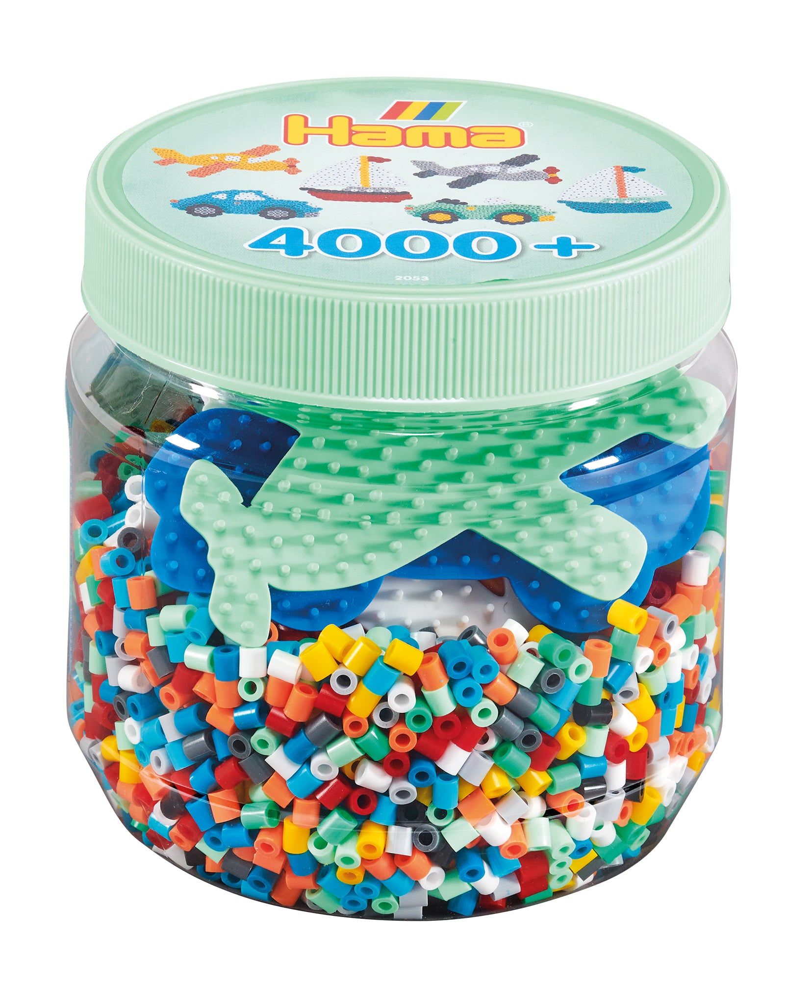 Beads and pegboards in tub